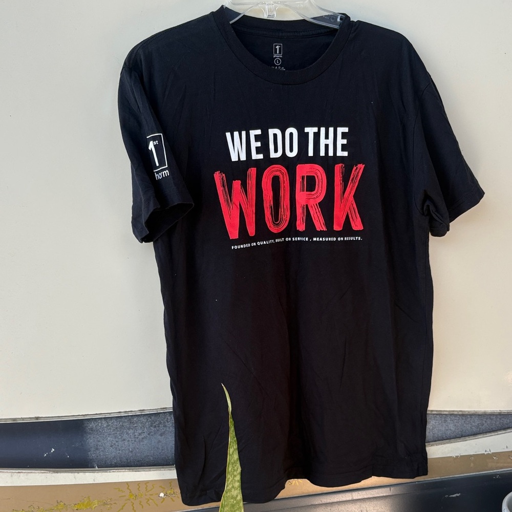Black Graphic T-Shirt with Red Text
